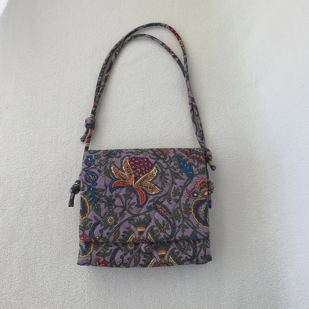 Vera Bradley Baird Hipster Purple Paisley Pattern Cotton Quilted Small Purse